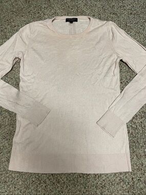 Banana Republic silk cashmere Long Sleeve Crewneck Sweater - Light Blush Pink